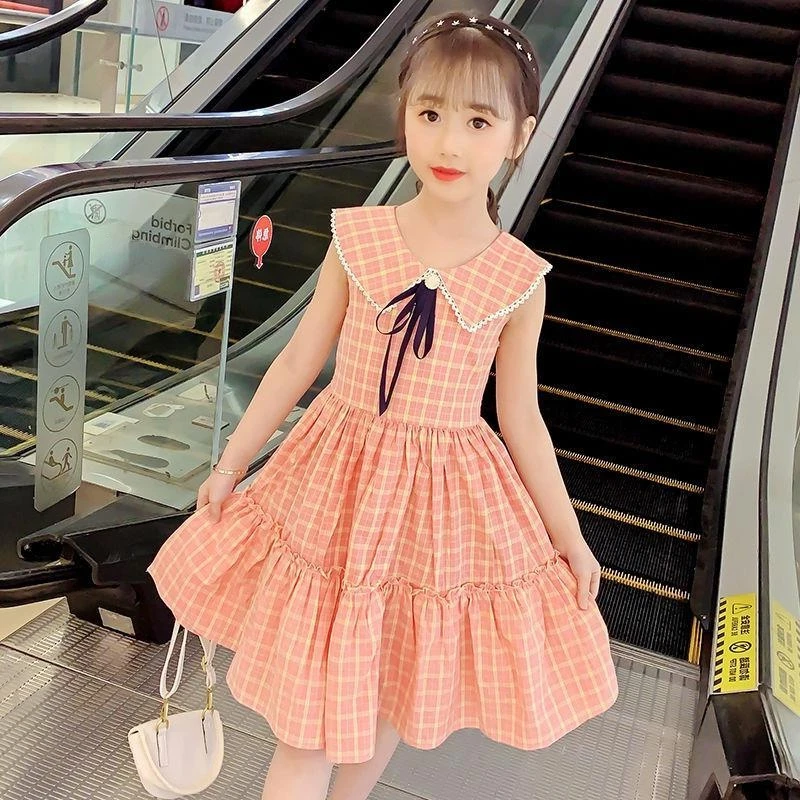 2024 Summer Girls Party Dress 10 To 12 Years 11 Clothes 10 Children 9 Student Fashion Dresses 7 Kids Lace-up Daily Cupcake Dress