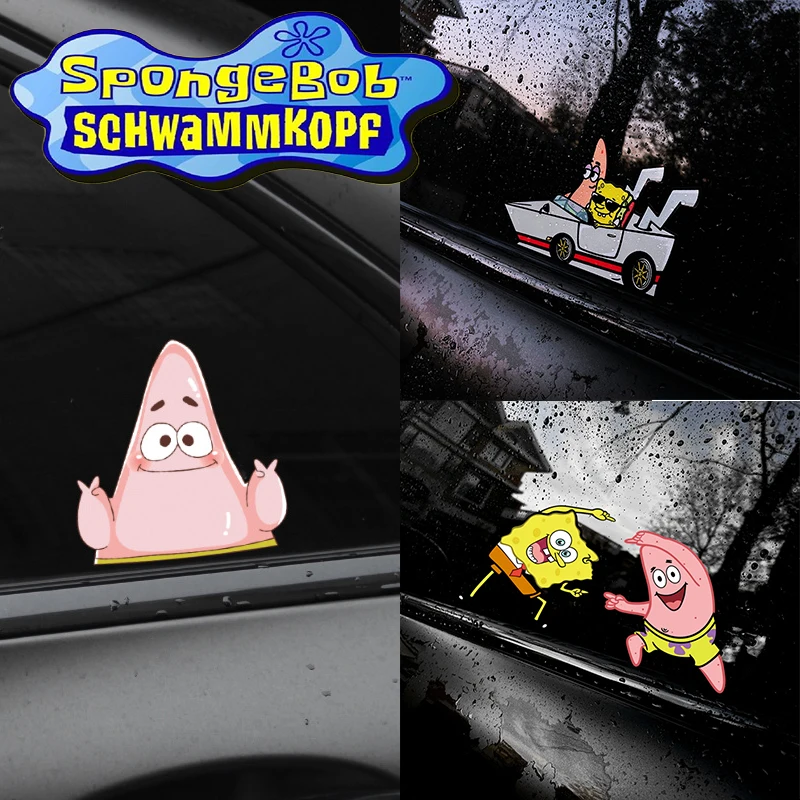 SpongeBob SquarePants Car Stickers Patrick Star Scratch Blocking Decorative Stickers Waterproof Sunscreen Electric Car Stickers