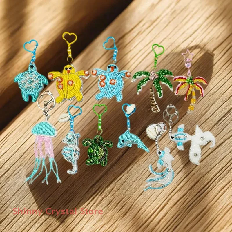 

Tropical Coconut Tree Crystal Accent Marine Life Bag Pendant