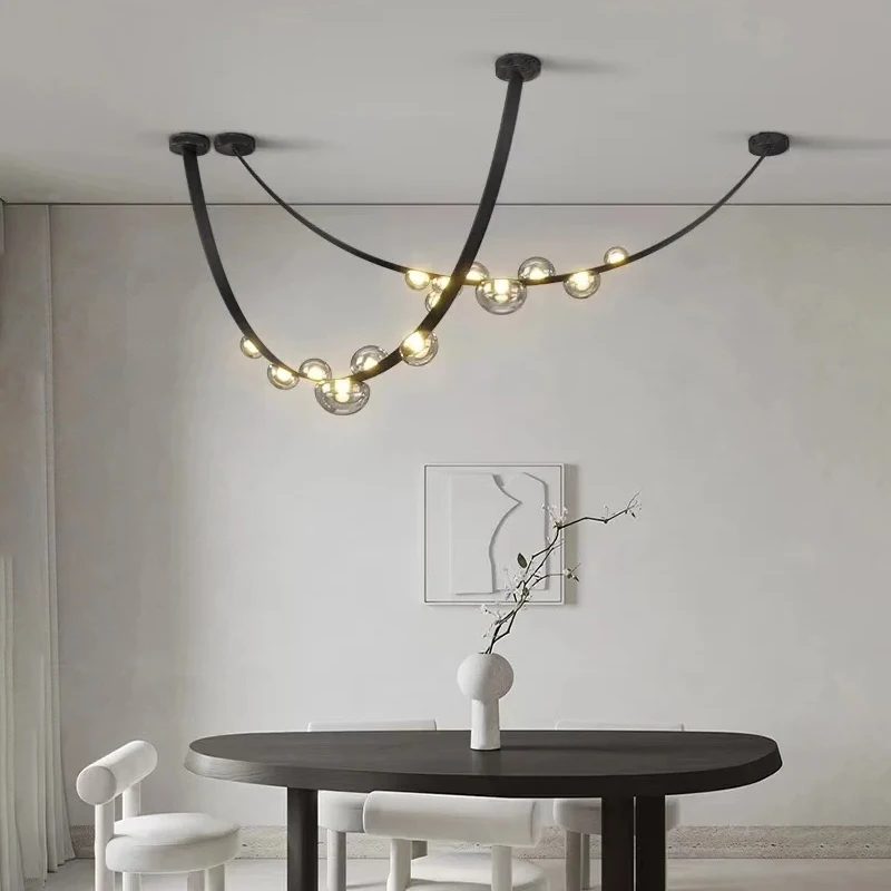 1 PCS Modern Minimalist Restaurant Belt Chandelier Nordic Art Designer Villa Duplex Suspended Living Room Staircase Chandelier