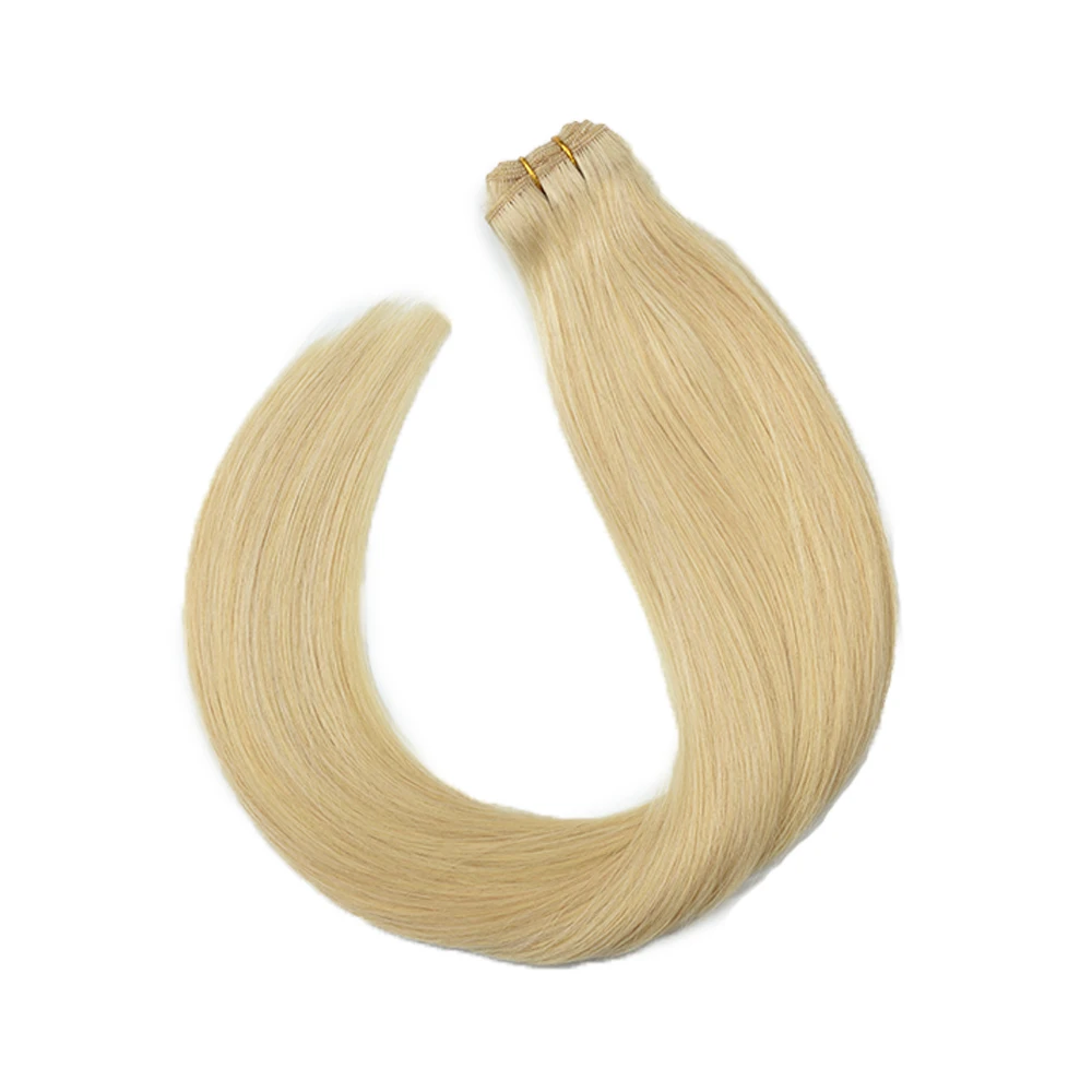 Extensiones de cabello de trama plana, cabello Remy ruso, venta al por mayor