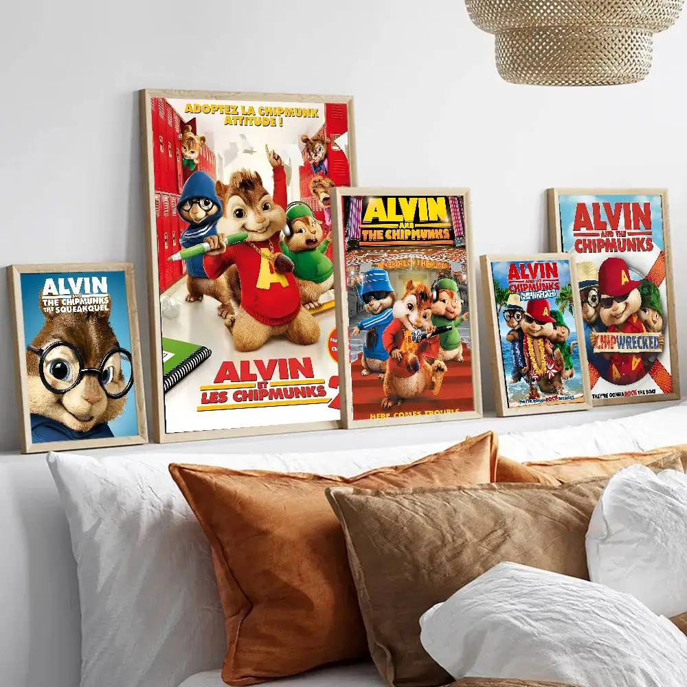 الكلاسيكية ألفين و C-Chipmunks الفيلم الكلاسيكي خمر الملصقات ورق أبيض يطبع الملصقات الفنية Kawaii غرفة ديكور