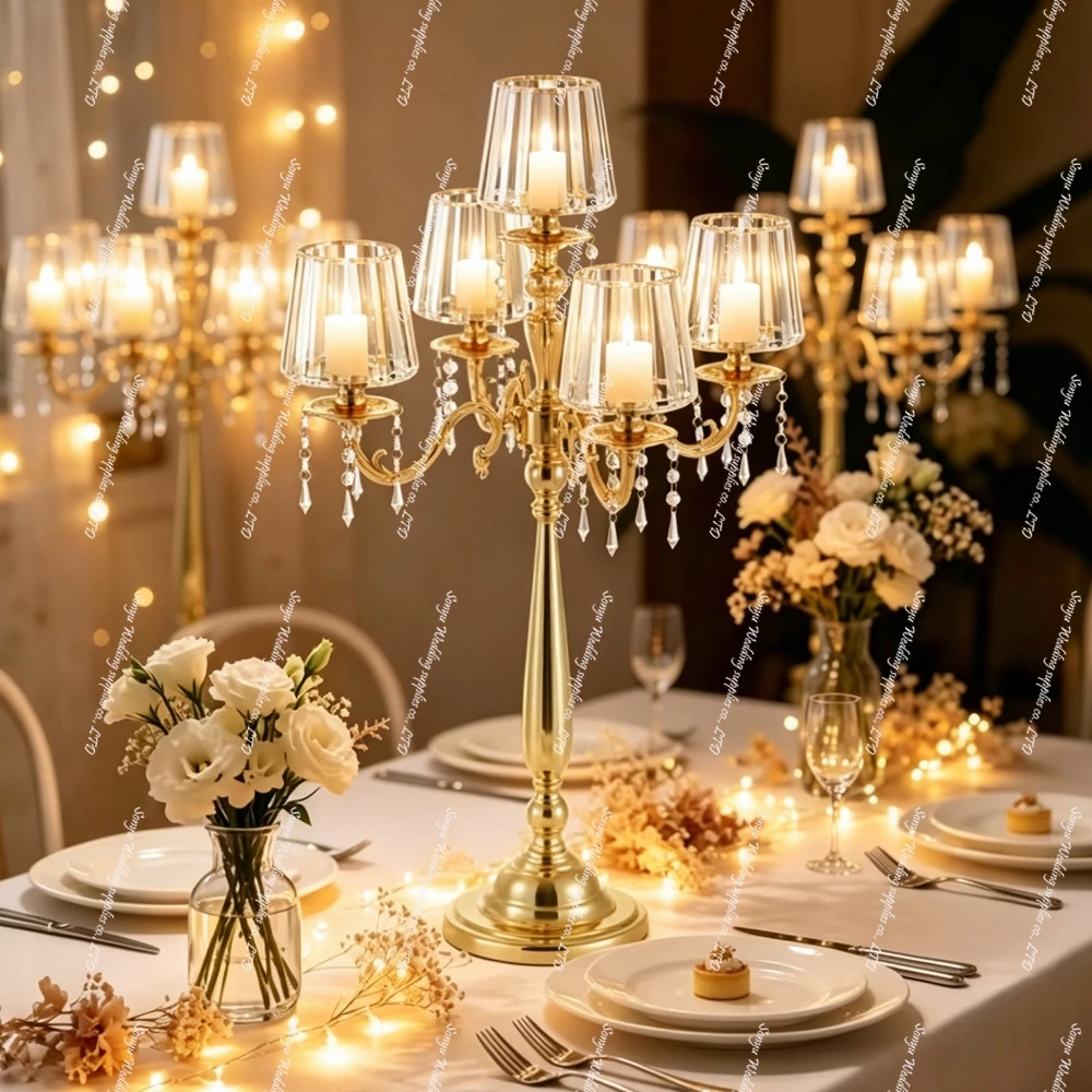 4-10pcs)60cm-120cm Metal Candelabra Candle Holders for Wedding Graduation Table Centerpieces April  Day Flower Stand Holder