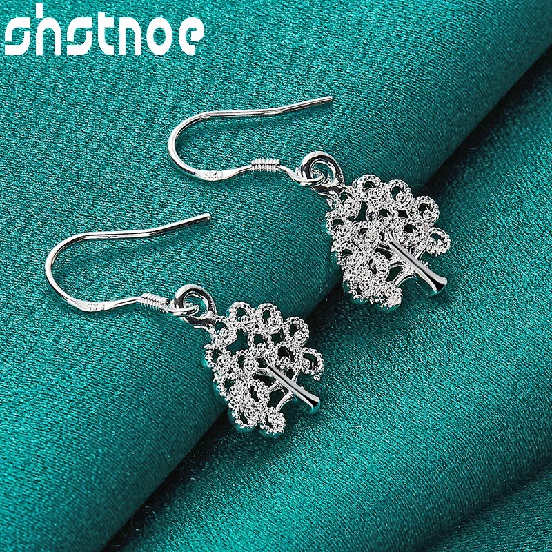 

SHSTONE 925 Sterling Silver Christmas Tree Earrings For Women Noble Party Birthday Engagement Wedding Fashion Charm Jewelry Gift