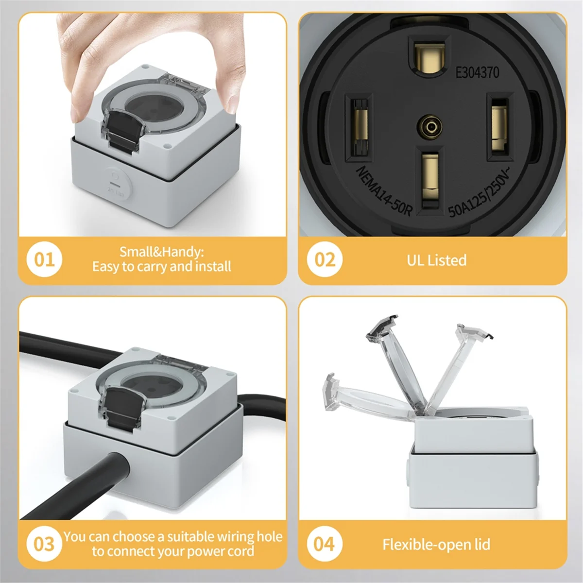 Outdoor Power Receptacle Box - AT16 50Amp Power Outlet Box,125/250Volt NEMA