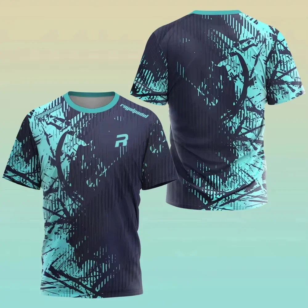 Nueva camiseta transpirable de secado rápido con estampado de tenis para hombre, ropa de tenis para hombre, manga ultra corta, ejercicio físico de verano