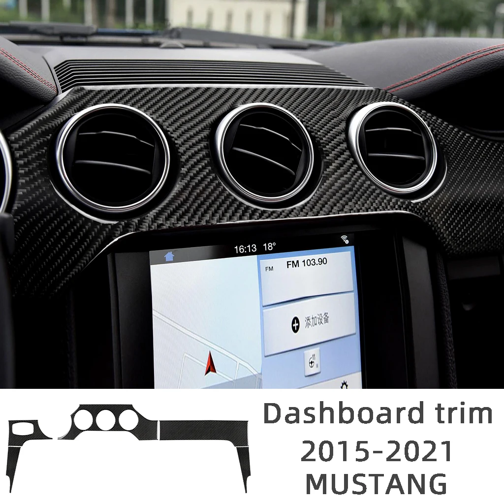 

Carbon Fiber Dashboard Trim Patch Decoration Car Stickers For Ford Mustang 2015-2021 Interior Accessories