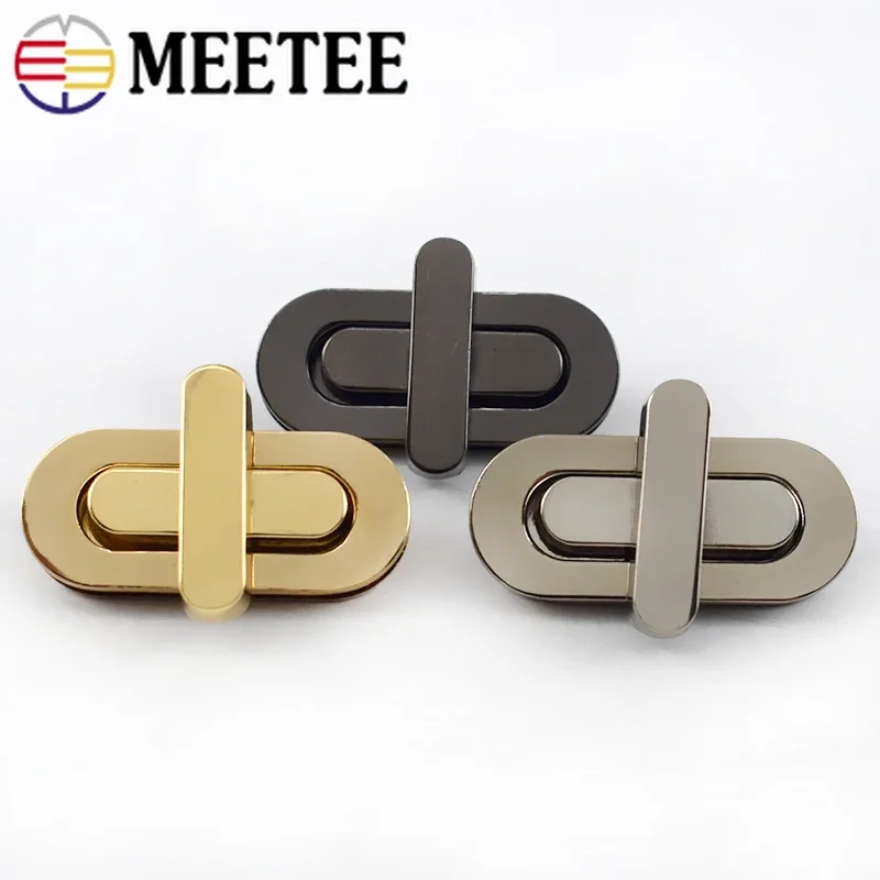 2/4pcs Meetee 42*18/34*16mm Bag Turn Twist Lock Buckles Metal Purse Handbag Decor Mortise Closure Clasp DIY Hardware Accessories