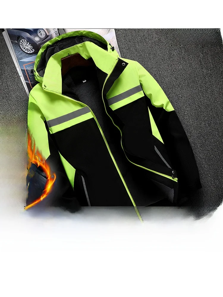 

Износостойкая мужская куртка с длинным рукавом, утепленная флисом, ветрозащитная, хлопковая, повседневная рабочая одежда, спортивный топ