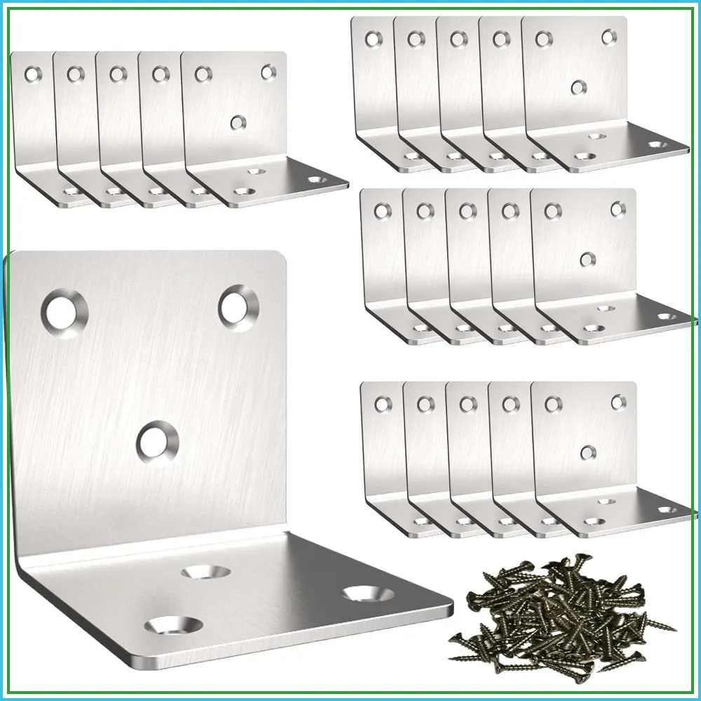 

Heavy Duty L Shape Corner Bracket, Stainless Steel, 20 Pack, for Shelves & Furniture