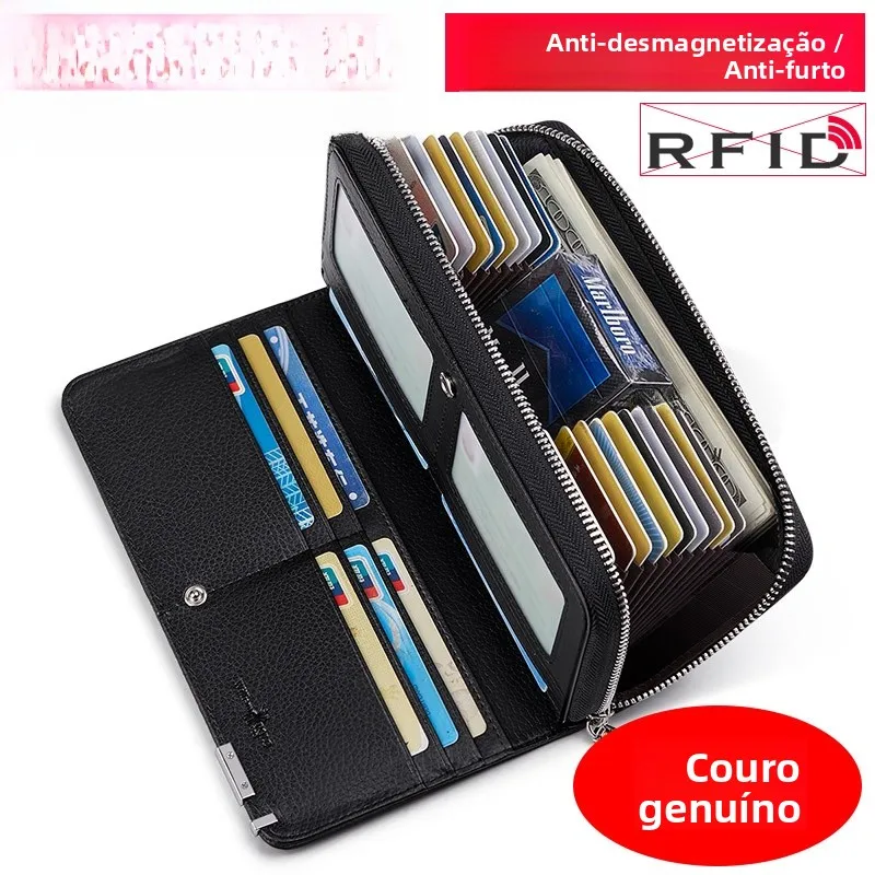 williampolo-men's-long-leather-wallet-large-capacity-card-holder-multi-function-simple-handbag-anti-theft-brush-purse