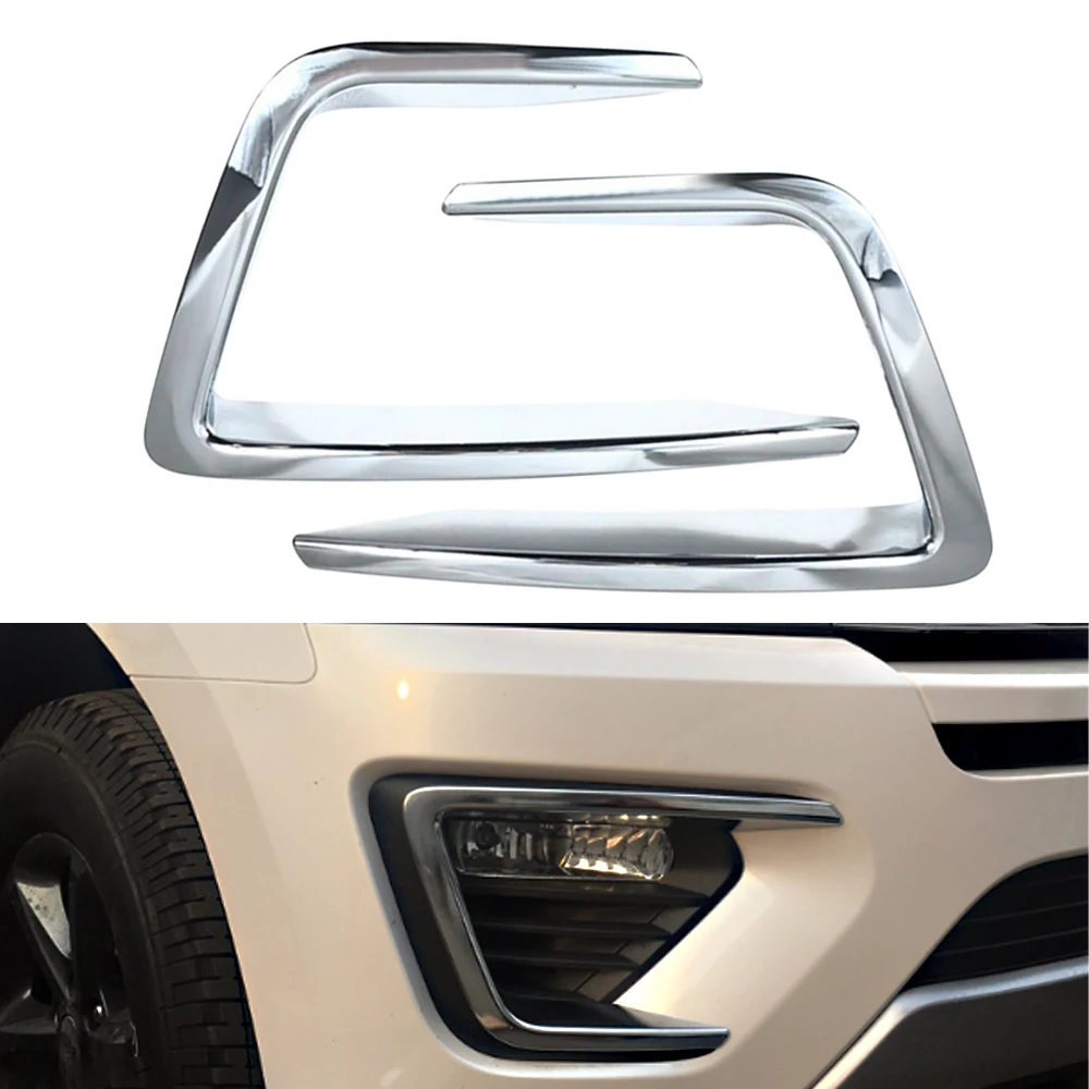 

Chrome Front Bumper Fog Light Cover Molding Sticker Trim For Ford Expedition 2018-2020 Car Lamp Frame Bezel Strip Accessories