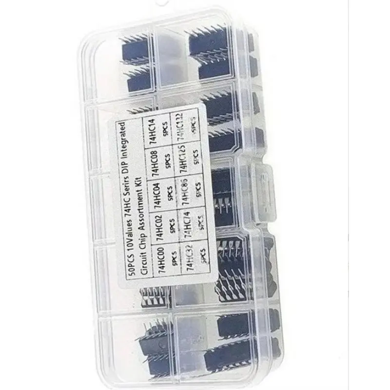 74HC Series IC Assortment 50Pcs 10 Types DIP Integrated Circuit Chips Kit for Electronics Experiment STEM Education
