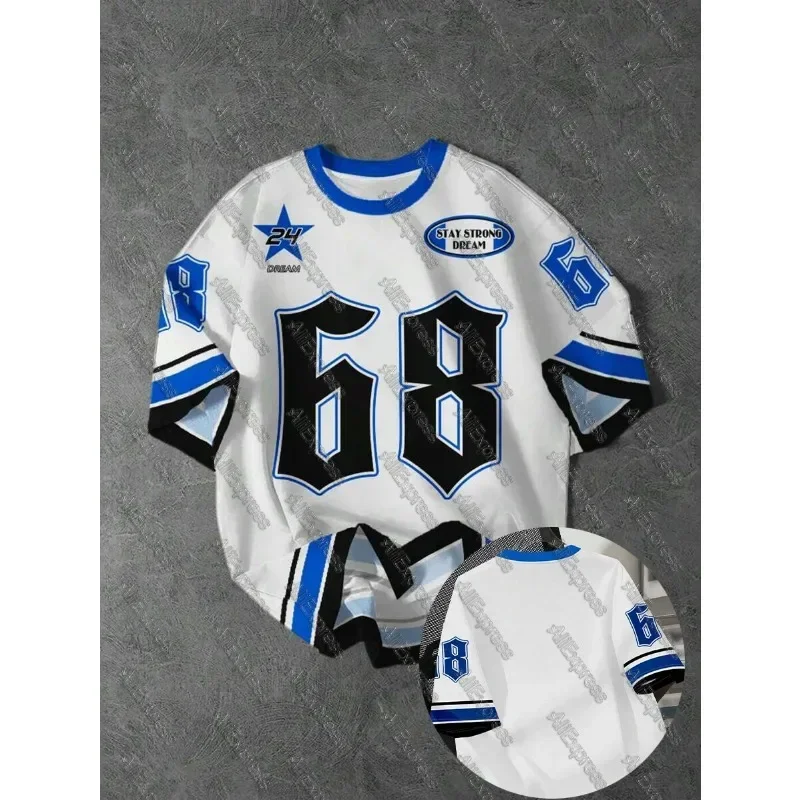 

Men's Summer 2025 Casual O-Neck T-Shirt Breathable Fashion Print Polyester Pullover for Outdoor Moto Daily Wear Chicago Letter