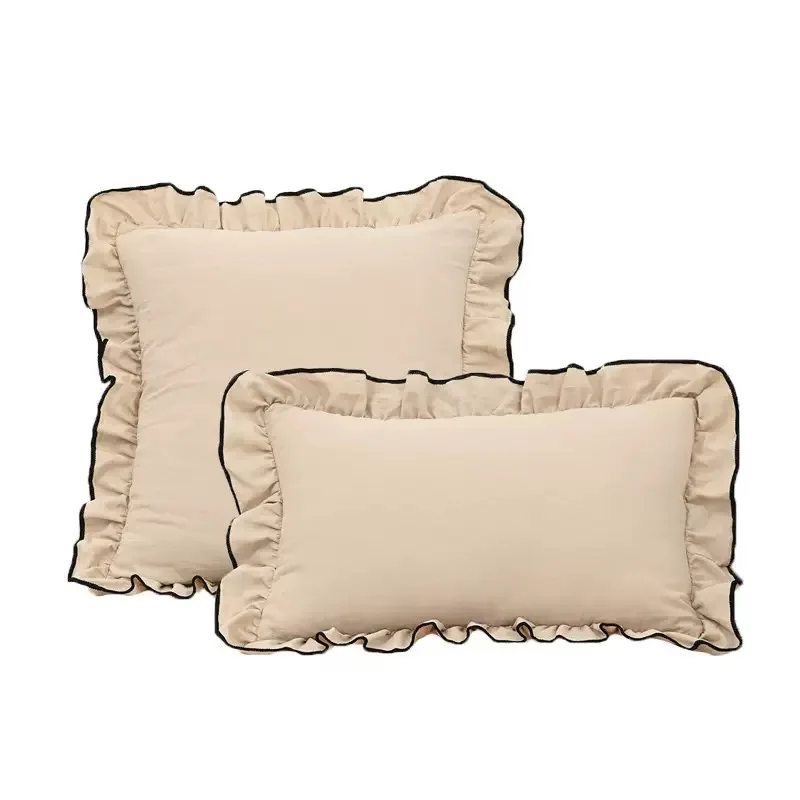 Home Decoration Pillow Cover Sofa Decorative Cushion Cover Ins Ruffle Edge Decor White Grey Princess Throw Pillowcase Pillowsham