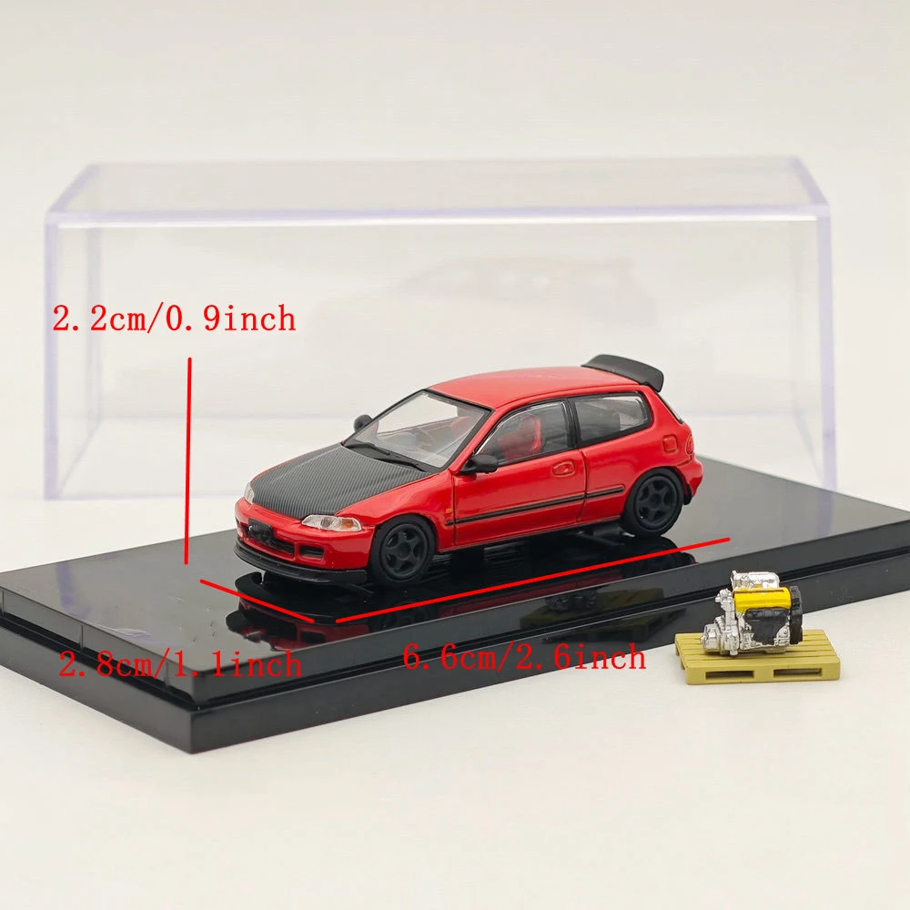 Hobby HJ64 1/64 para (EG6) versión personalizada con pantalla de motor rojo HJ642017AR modelos fundidos colección de coches Auto juguetes regalo