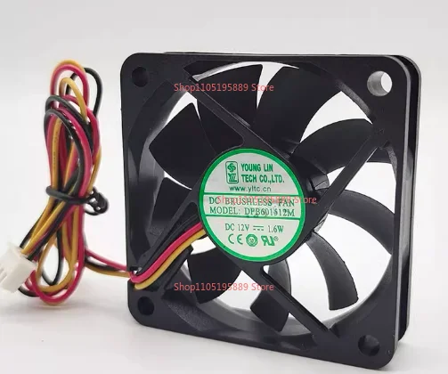 For Yonglin 6015 12V 1.6W DFB601512M 6CM/cm 3-wire chassis, silent, cooling fan
