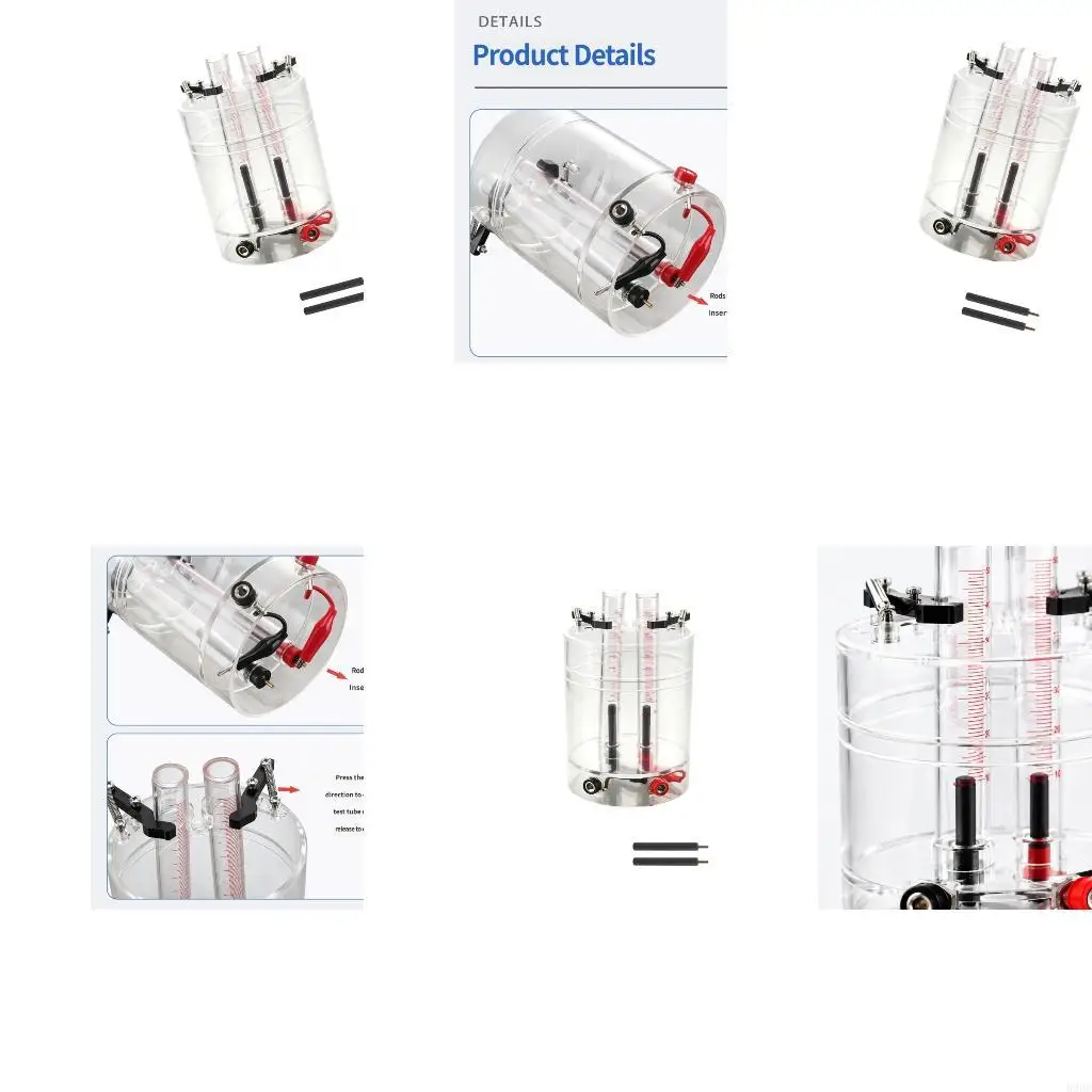 Clear Vessel Water Electrolysis Demonstrator with Paired Electrode Positions for Physics Classroom Presentations 896C