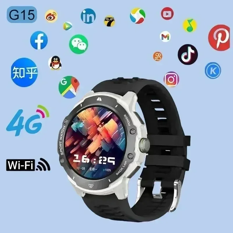 1.43 Inch AMOLED 4G Smart Watch with Camera GPS WiFi Heart Rate Tracker Step Count 8GB+128GB Memory Android Waterproof for Men