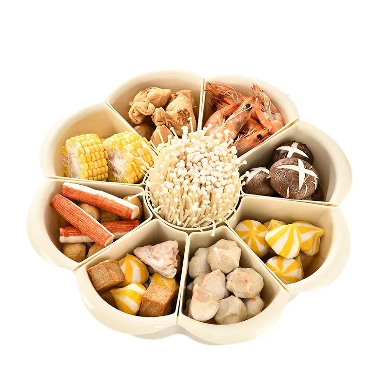 

Hot pot plate, household kitchen food grade, thickened, simple and rotatable, vegetable platter drains, and stores side dishes.