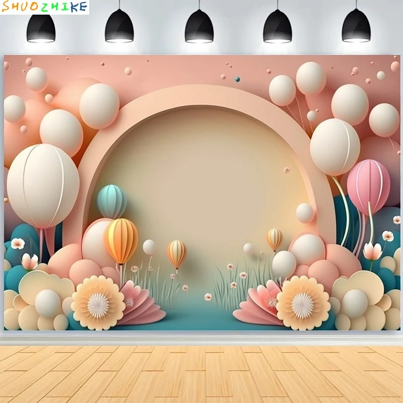 مستلزمات خلفية للتصوير الفوتوغرافي لغرفة الطفل ، تصوير عيد ميلاد سعيد ، ديكورات حفلات لحديثي الولادة ، قوس بالونات ، مظهر زهور ، خلفية صور ، ، ، ، ، من