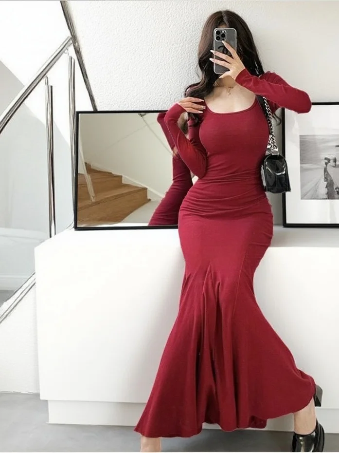 Talla grande Micro grasa MM paso a paso Puffy Dr Spicy Girl adelgazante envolvente alrededor de la cola Fi larga Dr coreano Sle cintura alta