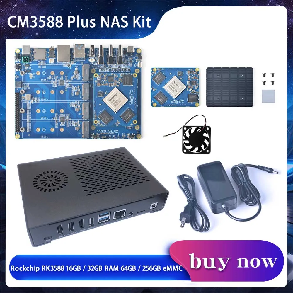 

CM3588 Plus NAS Kit SDK 2,5 Гбит/с Rockchip RK3588 Демонстрационная основная плата для разработки процессора