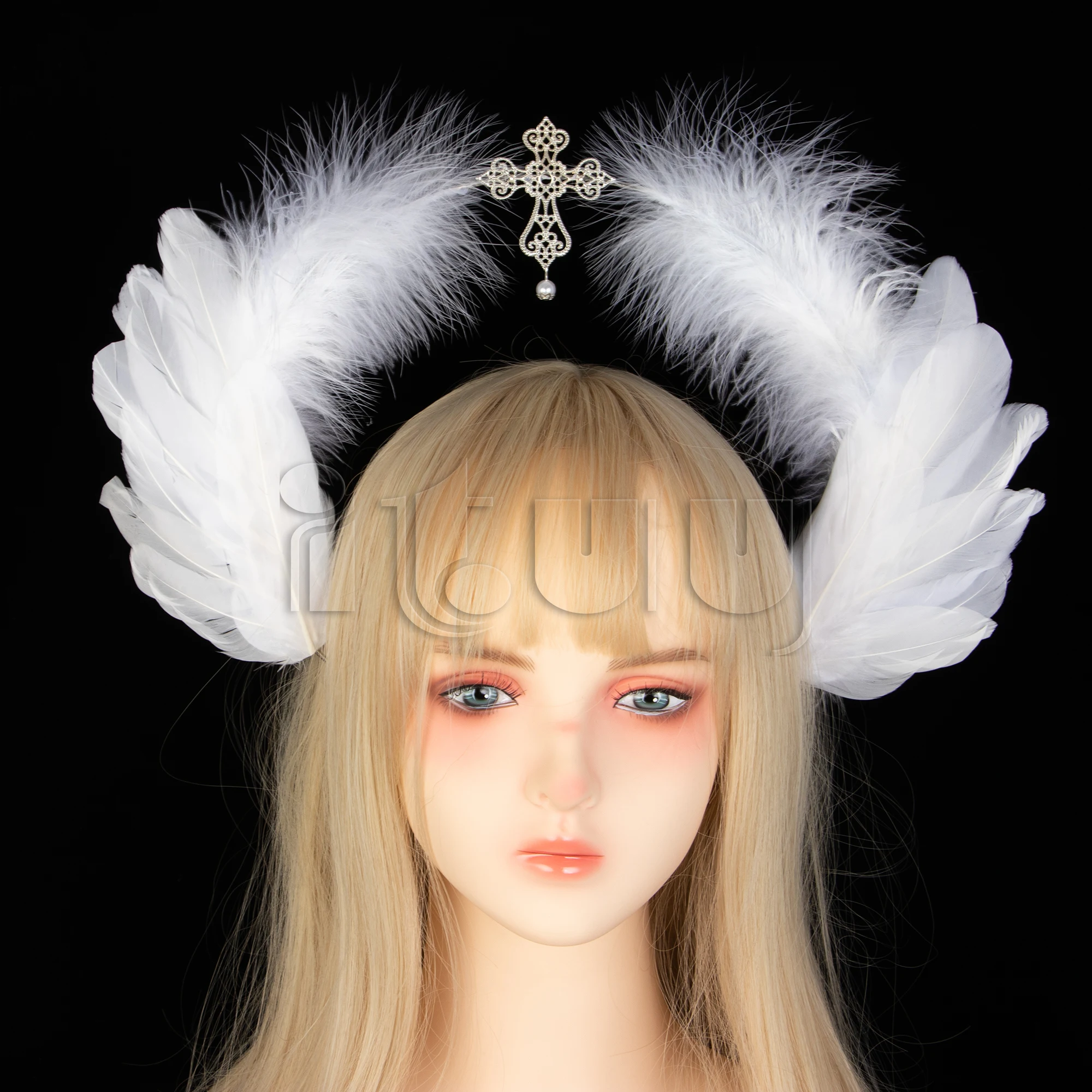 Halo Crown Headpiece Gothic Lolita KC Headdress Angel Feather Wings Halo Goddess Headband Headdress Accessories