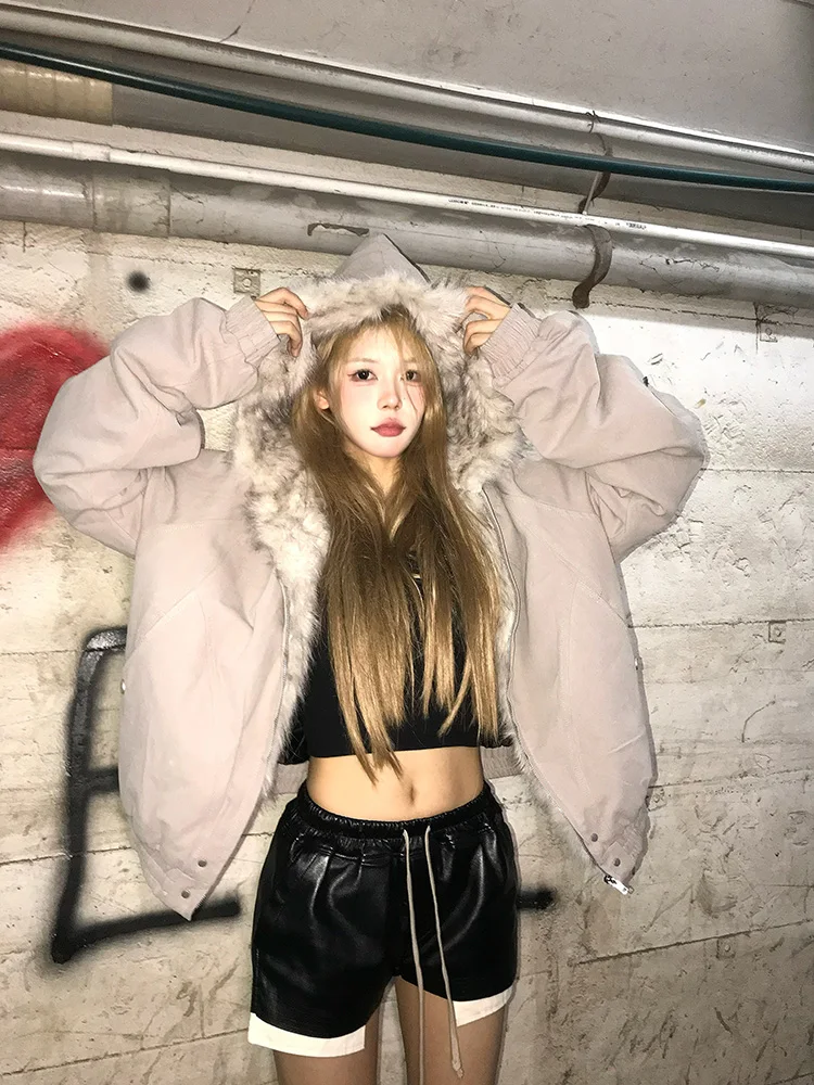 المرأة مقنعين سميكة الدافئة سترات قطنية الخريف الشتاء الكورية فضفاضة عادية عكسها سستة سترات معاطف الإناث #1