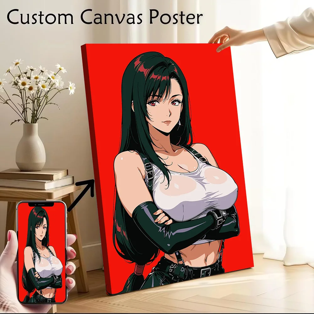 Fantasy Tifa Canvas Poster Customizable Pictures Wall Art Canvas Painting for Decorative Paintings Gamer Decoration Living Room