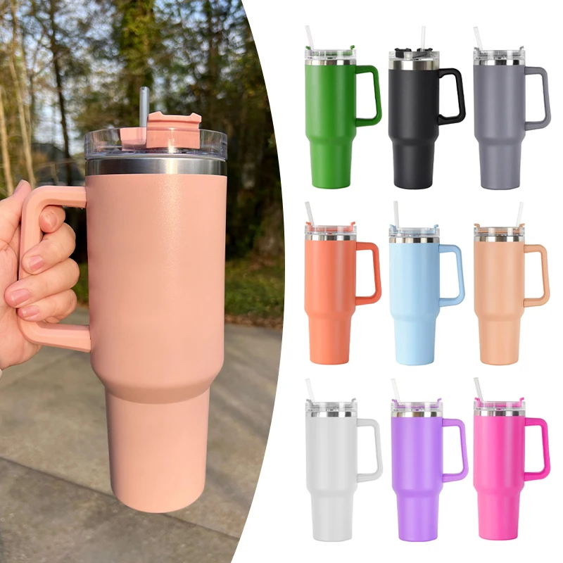 

Handle hot coffee cup hot stainless steel tumbler with straw thermos insulated portable cup