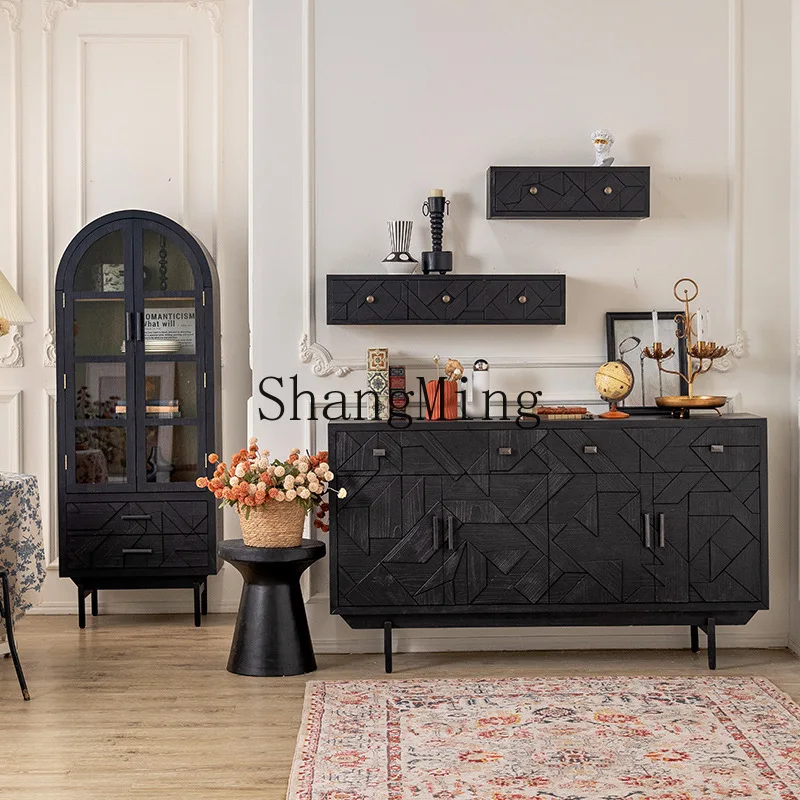 

SM light luxury retro entrance dining side cabinet living room entry solid wood storage storage decorative cabinet