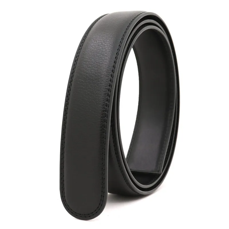 3.1cm Genuine Leather Narrow Automatic Buckle Belt Body Without Buckle Head High-Quality Black Dark Brown Belt For Men And Women