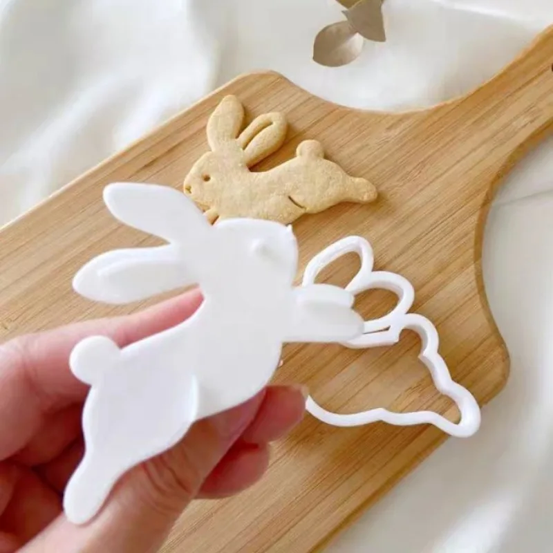 3D Cute Rabbit Cookie Mold Cartoon Rabbit Fondant Cookie Cutter Flower Pattern Biscuit Mold DIY Kitchen Baking Tools
