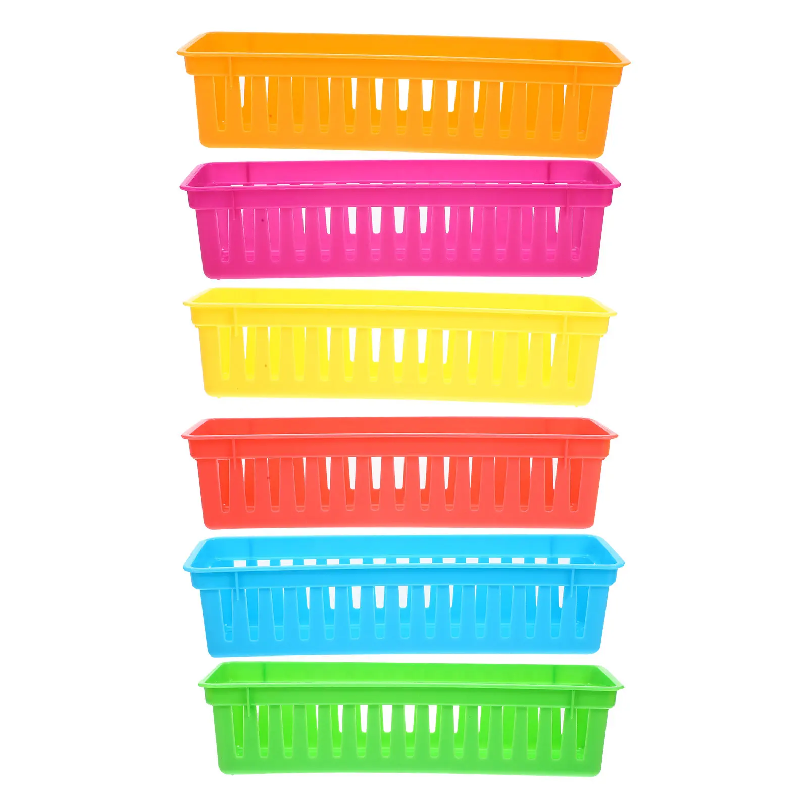 6Pcs Pencil Storage Basket Desk Organizer Colored Plastic Pencil Holder for Classroom Cosmetics Jewelry Stationery Storage
