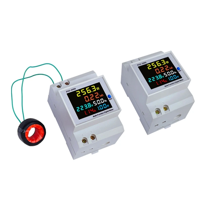 Ipiip Điện Áp Mét Din Màn Hình 6IN1 110V 220V 380V 100A Điện Máy Đo Tốc Công Suất năng Lượng Vôn Kế Ampe Kế