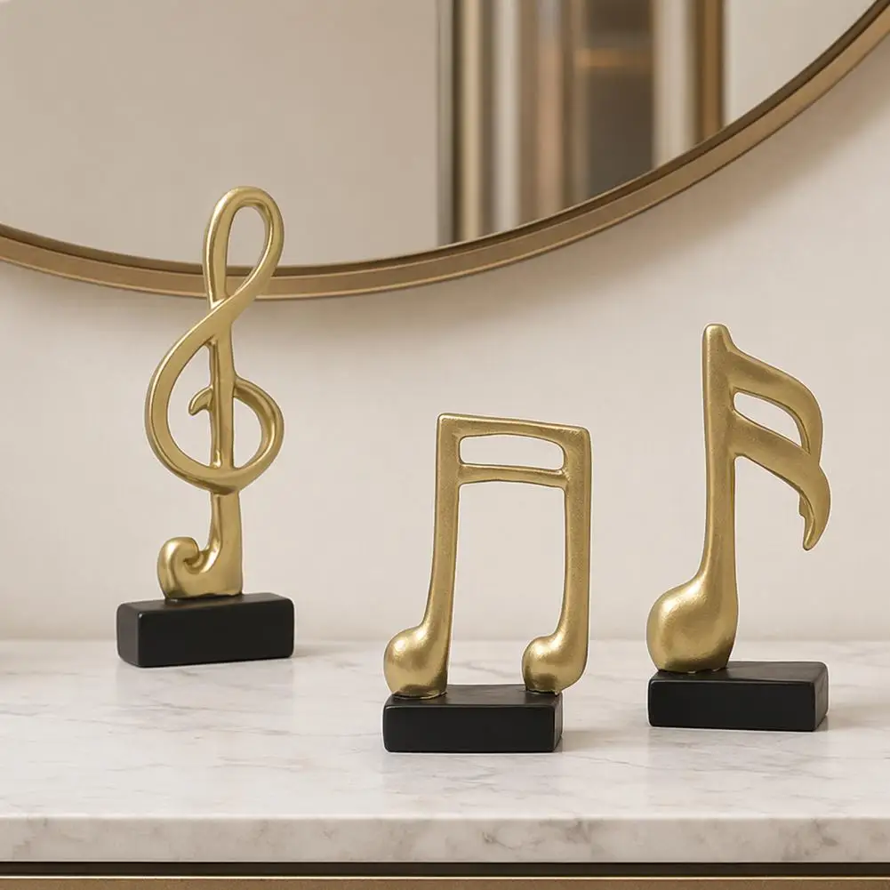 Minimalist Music Ornaments Minimalist Music Note Resin Sculptures Set Treble Clef Eighth Quarter Note Desk Decor for Musicians