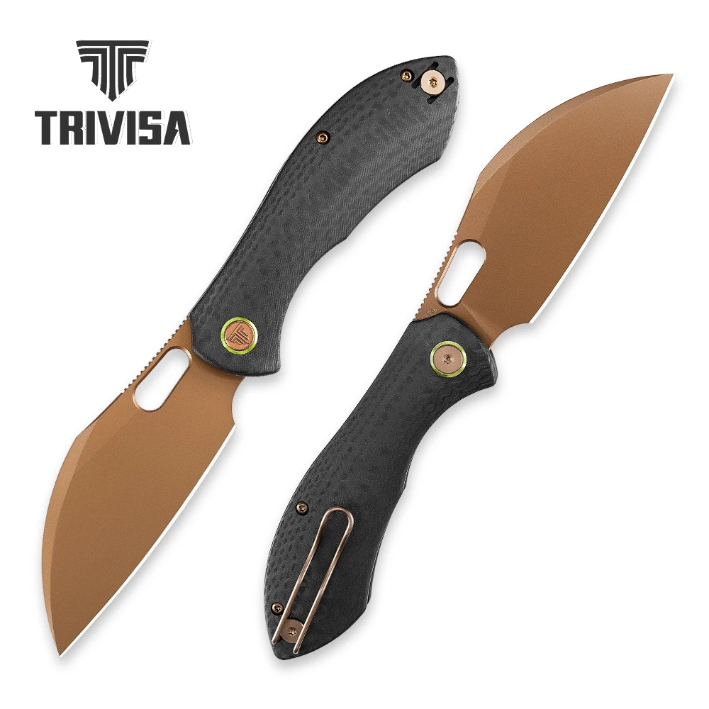 TRIVISA Folding Batwing Knife 14C28N Steel Blade  G10  Handle  Pocket  EDC High Hardness Outdoor Survival Camping Fishing Tools