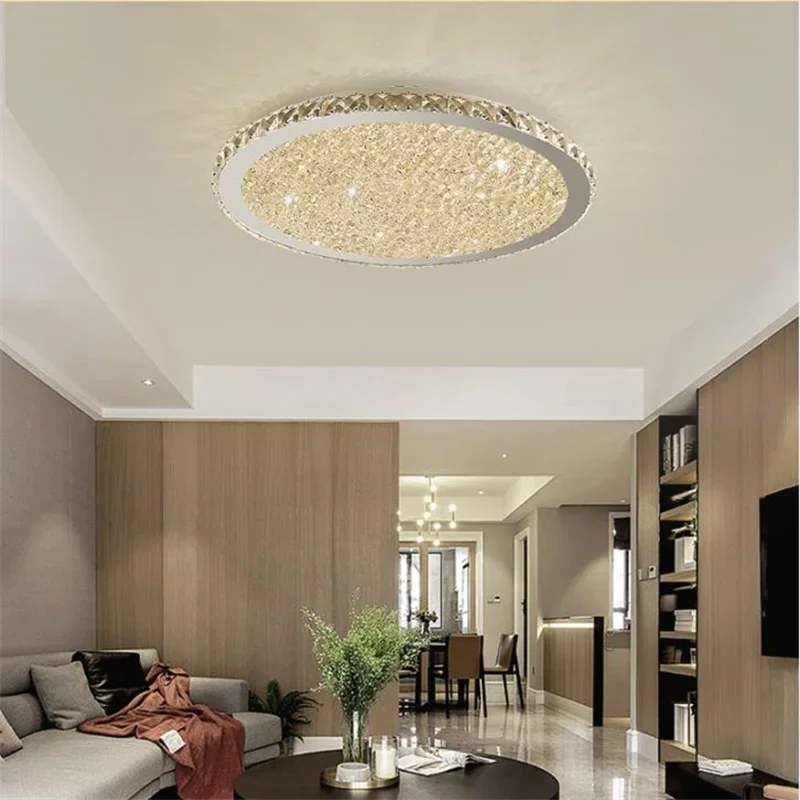 

Modern Crystal Chandeliers Lights Home Lighting Ledlamp Living Room Bedroom Plafonnier Round Led Chandelier Lampadari Fixtures