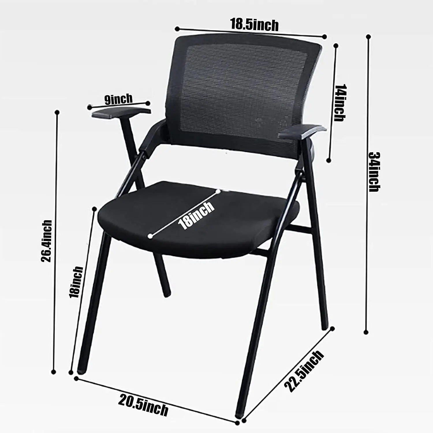 Foldable Guest Chairs Upholstered Folding Chair with Writing Pad Event Chair for Home Hotel Cafe Office Comfort Backrest Confere