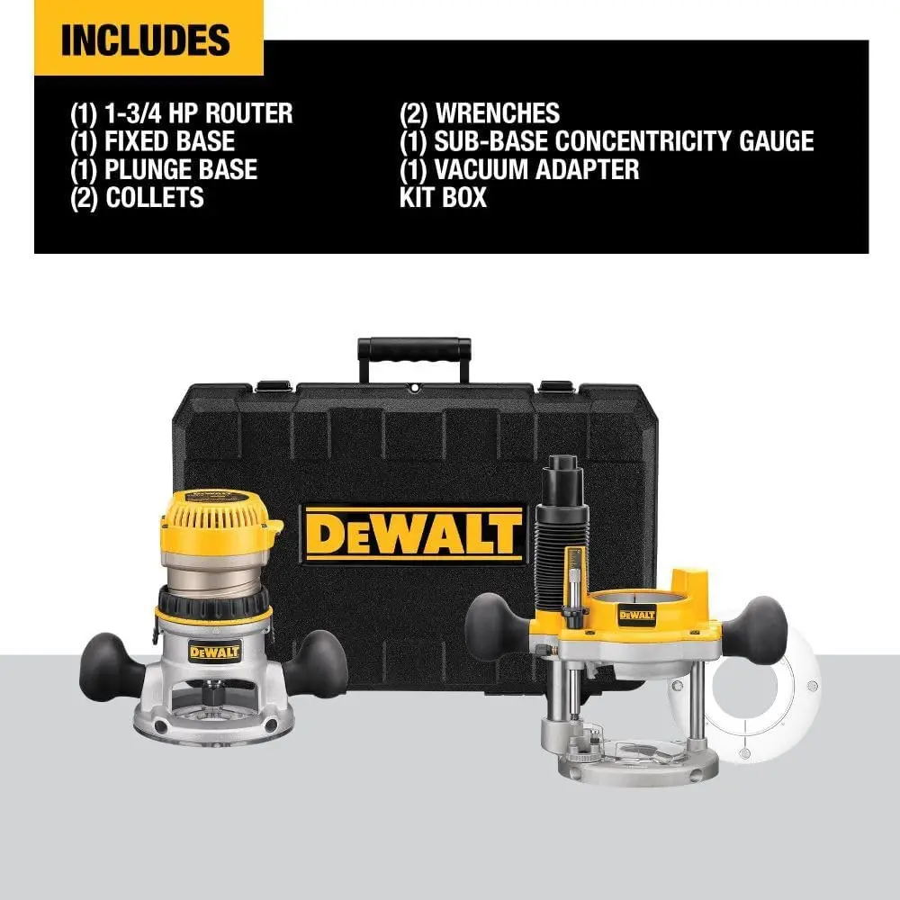 DEWALT Router, Fixed/Plunge Base Combo Kit, 11-Amp, 1-3/4 HP, (DW616PK)