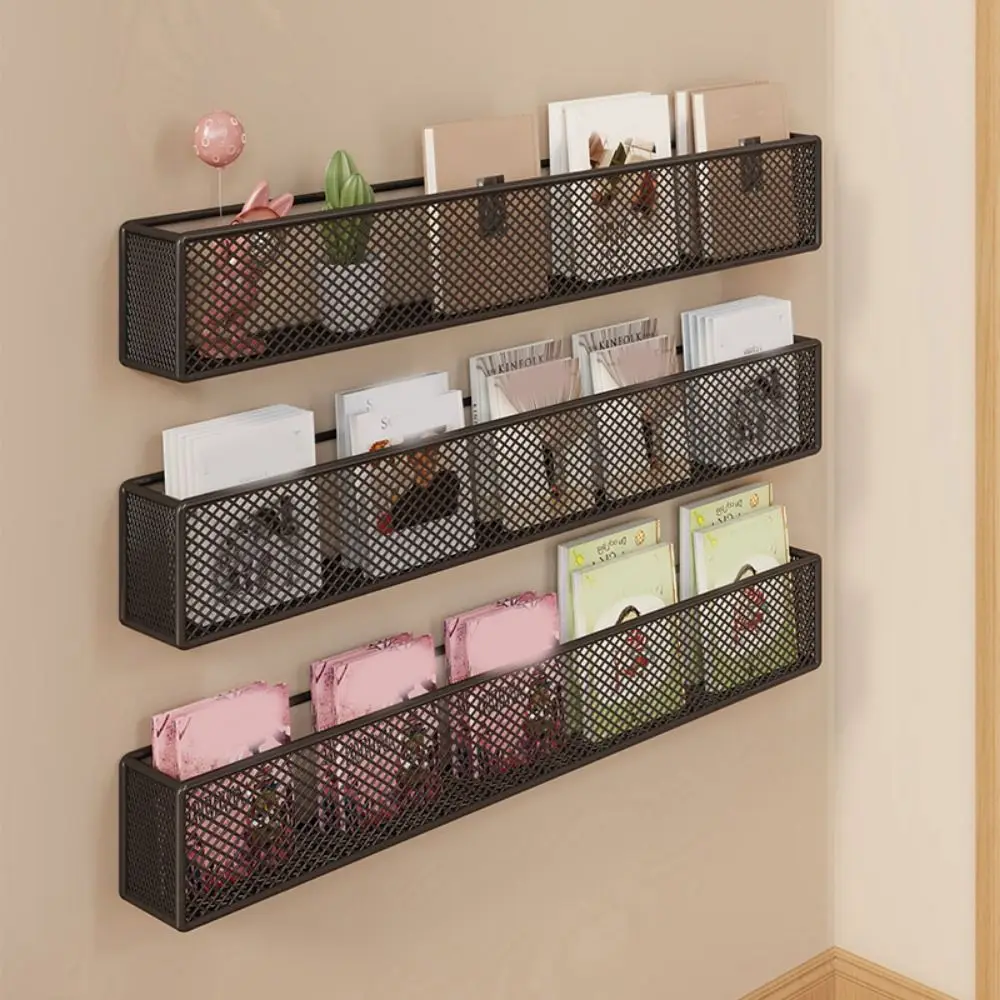 

Durable Metal Picture Book Sorting Rack Ultra Narrow Punch Free Art Bookshelf Space Saving Picture Book Organizer School