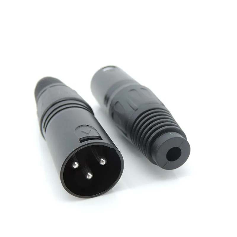 black 3-Pin 3 core XLR Male Female plug Microphone Connector Audio cord Plug mic adapter Cable Terminals Sound Wire c1