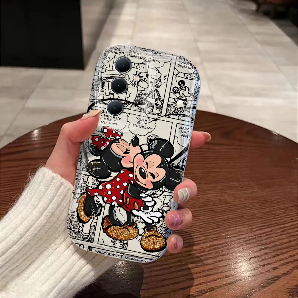 Capa Disney Mickey e Minnie Love 3D Wave, Capa para Xiaomi Redmi, 13C, 12, 12C, 10C, 9, 9C, A1, A2, K50, K40, Nota 13, 12, 11, 10 pro mais, 4G, 5G