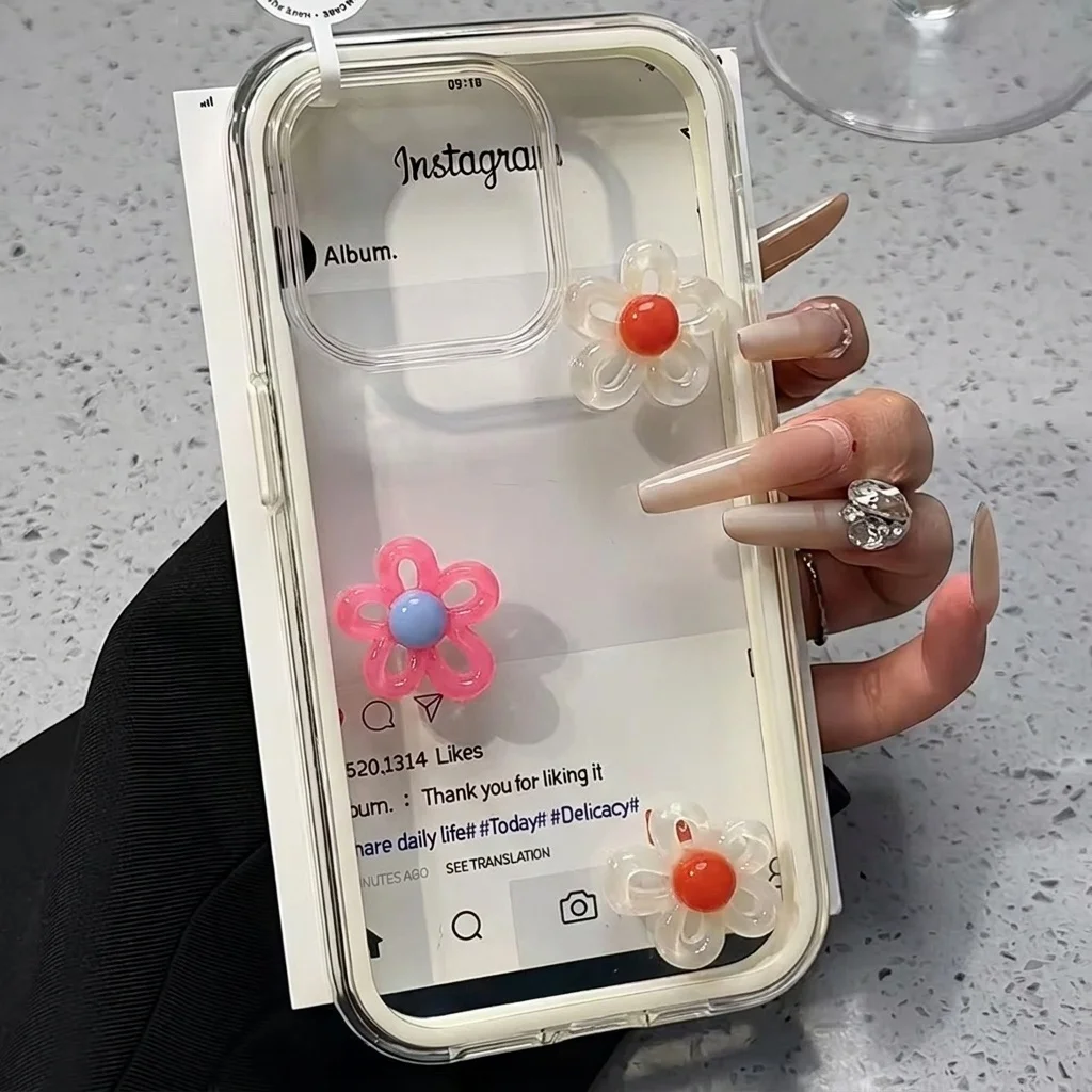 Weiße 2-in-1-Handyhülle mit 3D-DIY-Blumenmuster für Galaxy A57 A55 A37 5G S25 S24 S23 S22 Plus S26 S25 S24 S23 Ultra FE 5G INS Cover – Detail 3