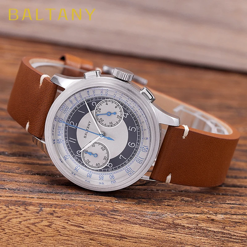 Baltany 39MM Smoking Chronograph Mann S5050 Saphirglas 50M Wasserdicht Edelstahl Retro Quarz Kleid Uhren Für Mann