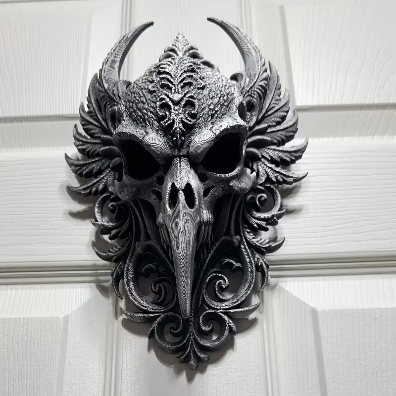 Dark Raven Secret Gothic Raven Skull Statue Ornament, Infusing Space with Ancient Legends And Elegant Darkness