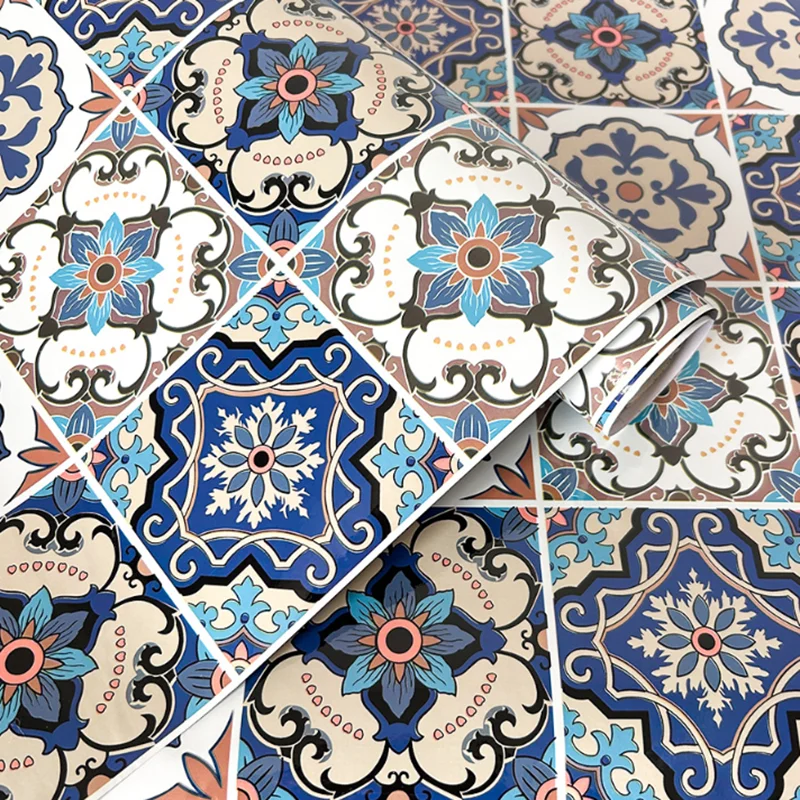 Waterproof Bohemian Retro Tile Oil‑Proof Wall Sticker Self‑Adhesive Heat‑Resistant Anti‑Scratch Easy Wipe Kitchen Film