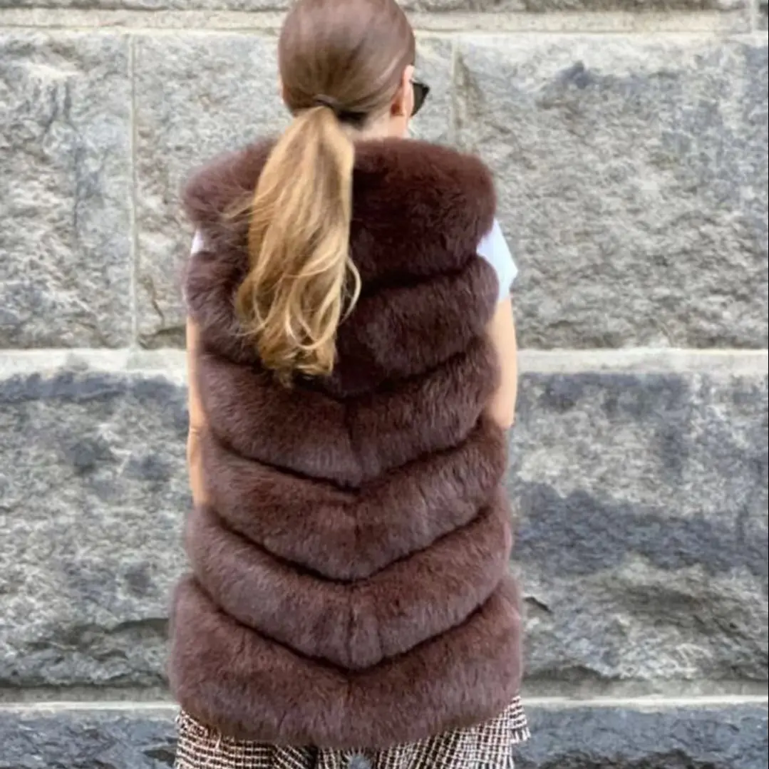 MISSJANEFUR – Gilet en vraie fourrure de renard pour femme, Gilet de luxe à la mode, 2022, hiver, peluche, personnalisé, xxxl