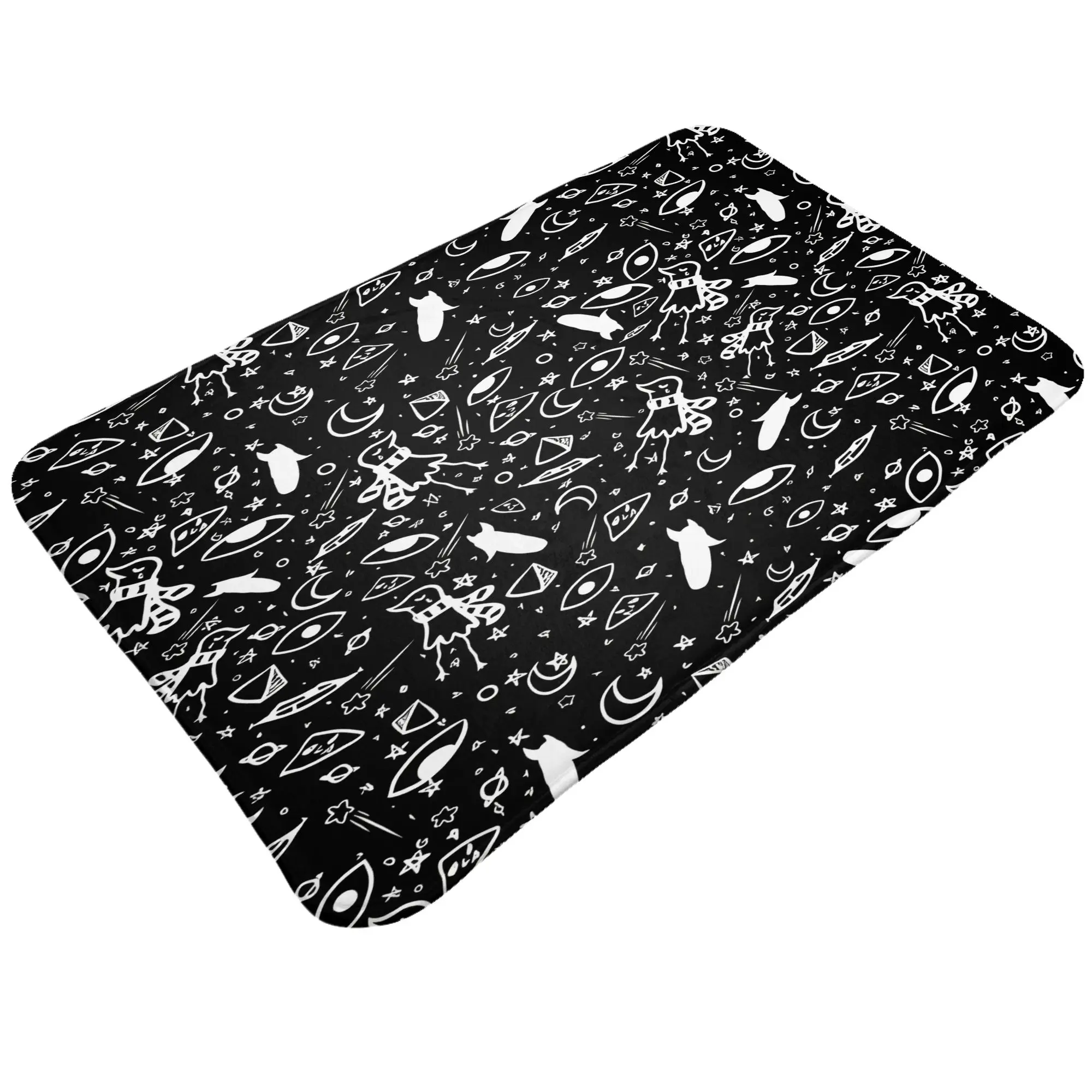 White On Black Anti-Slip Mat Bedroom Punpun Entrance Doormat Home Decor